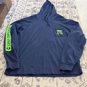 Vineyard Vines Men's Dark Blue Hoodie with Neon Green Accents